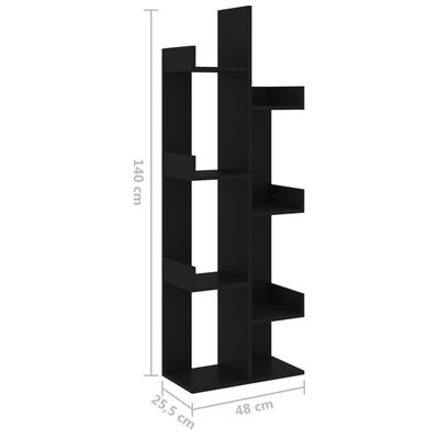 vidaXL Armario de libros madera contrachapada negro 48x25,5x140 cm