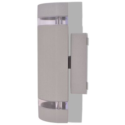 vidaXL Aplique de pared de exterior luz superior e inferior semicilíndrico gris aluminio