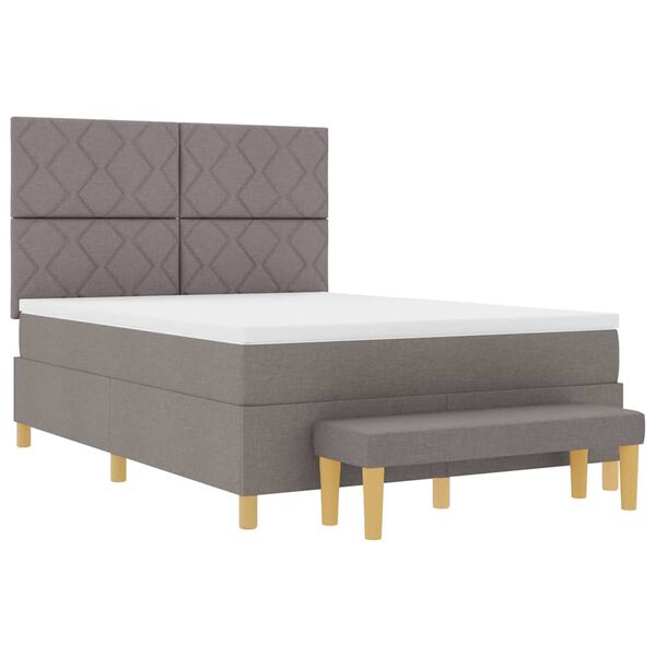 vidaXL Cama tipo Box Spring con colch&oacute;n Taup&eacute; 160 x 200 cm tela