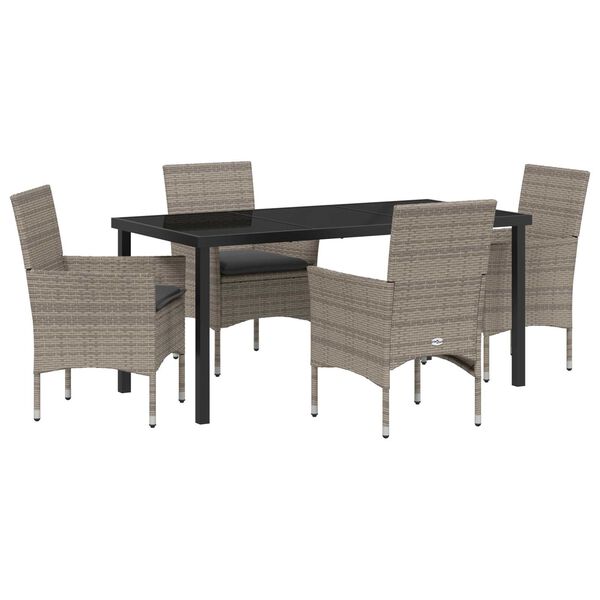 vidaXL Conjunto de Comedor de Jard&iacute;n 5 pcs Gris rat&aacute;n sint&eacute;tico