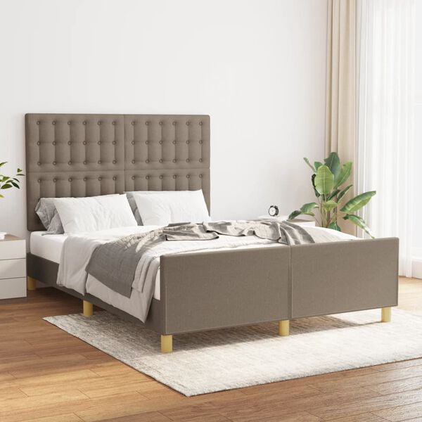 vidaXL Cama sin colch&oacute;n tela gris taupe 140x200 cm