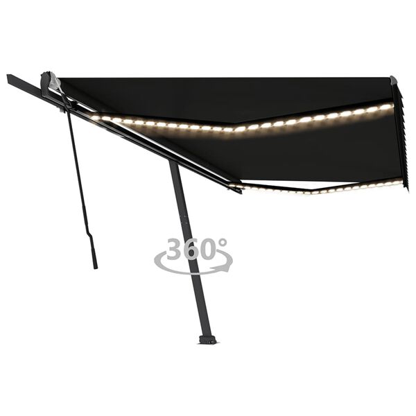 vidaXL Toldo retr&aacute;ctil manual con luz LED gris antracita 500x350 cm