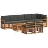vidaXL Conjunto de sof&aacute;s de exterior 9 uds. Natural y Antracita
