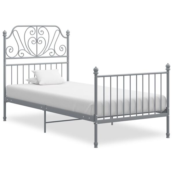 vidaXL Estructura de cama sin colch&oacute;n metal gris 100x200 cm