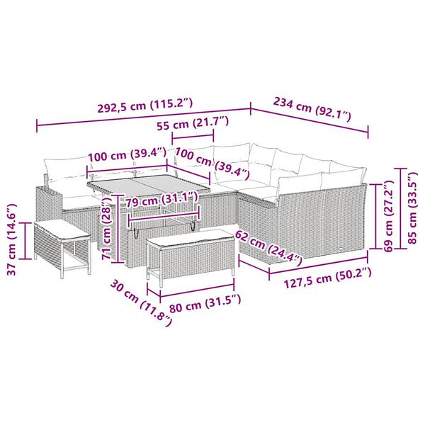 vidaXL Conjunto de sof&aacute;s de jard&iacute;n 13 pcs Negro rat&aacute;n sint&eacute;tico