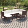 vidaXL Set muebles de jard&iacute;n 7 pzas y cojines rat&aacute;n sint&eacute;tico marr&oacute;n