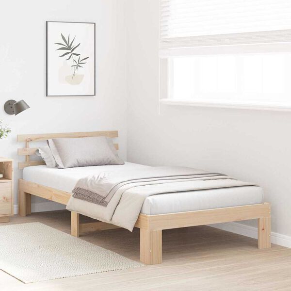 vidaXL Estructura de cama Natural 75 x 190 cm Madera de pino macizo