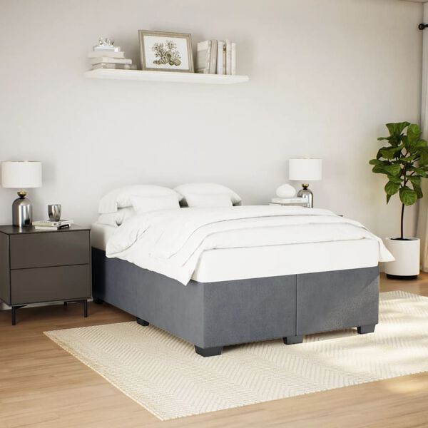 vidaXL Estructura de cama sin colch&oacute;n terciopelo gris oscuro 140x190cm