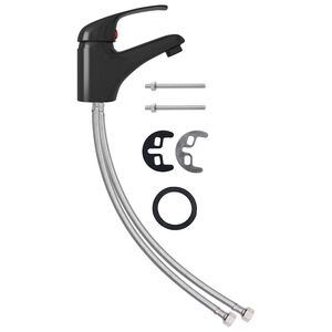 vidaXL Grifo mezclador de lavabo negro 13x10 cm