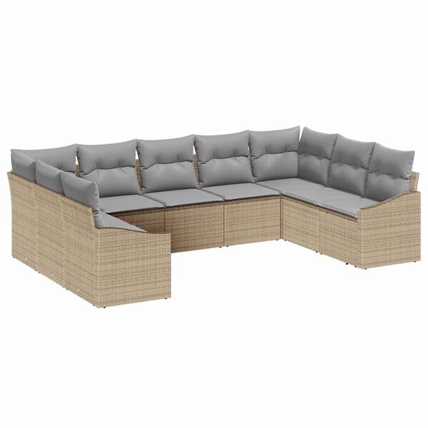 vidaXL Conjunto de sofá de jardín con cojín 9 pcs Beige y Gris Claro