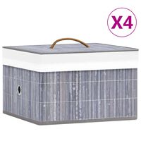 vidaXL Cajas de almacenamiento de bambú 4 unidades gris