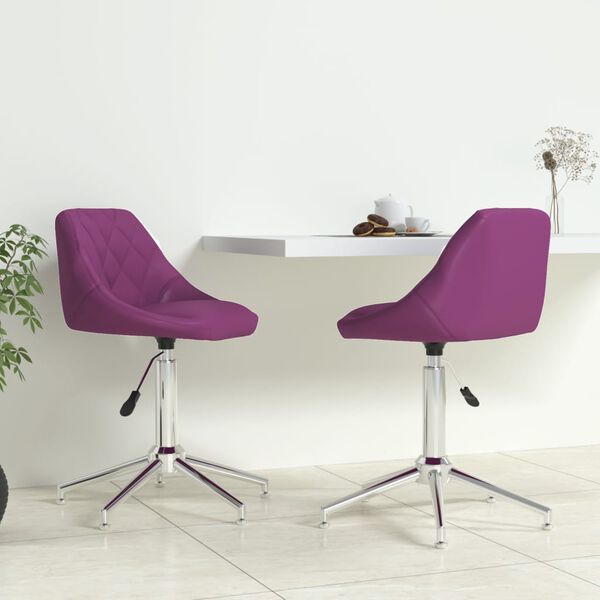 vidaXL Sillas de comedor giratorias 2 unidades cuero sint&eacute;tico morado