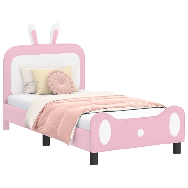 vidaXL Cama para niños con cabecero con cabecera Rosa 80 x 160 cm PU