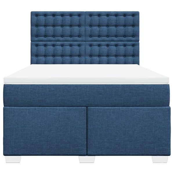 vidaXL Cama box spring con colch&oacute;n tela azul 140x200 cm