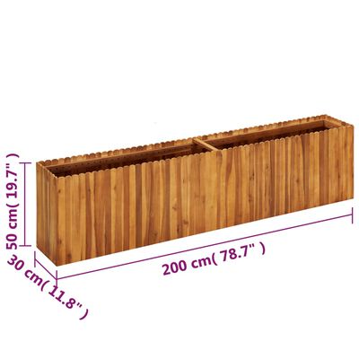 vidaXL Arriate de madera maciza de acacia 200x30x50 cm