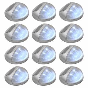 vidaXL L&aacute;mparas solares LED de pared exterior 12 uds redondas plateada
