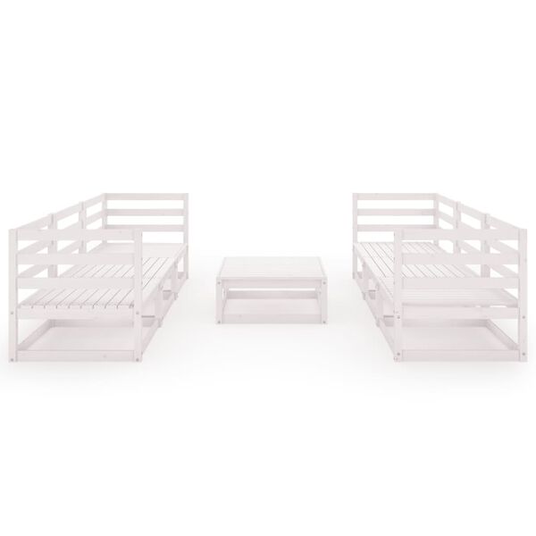 vidaXL Set de sal&oacute;n de jard&iacute;n de 7 pzas blanco madera maciza de pino