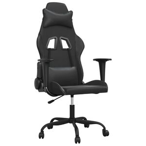 vidaXL Silla gaming con masaje cuero sint&eacute;tico negro