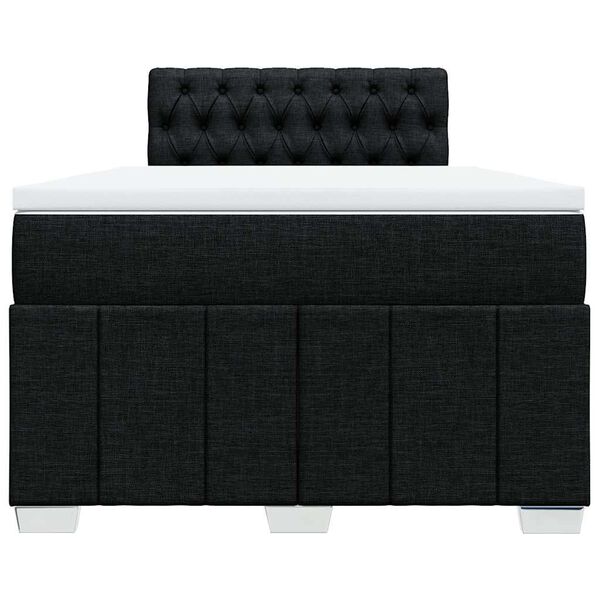 vidaXL Cama box spring con colch&oacute;n tela negro 120x200 cm