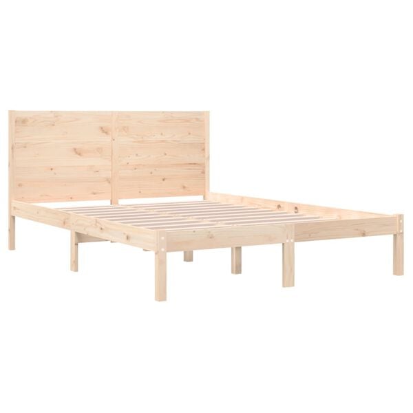 vidaXL Estructura de cama de matrimonio madera maciza 135x190 cm