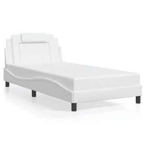 vidaXL Estructura de cama Viana sin colch&oacute;n cuero sint&eacute;tico blanco 100x203cm