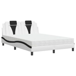 vidaXL Cama Viana con colch&oacute;n cuero sint&eacute;tico blanco y negro 140x200 cm