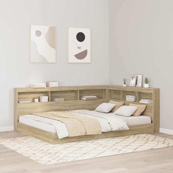 vidaXL Cama con Estanter&iacute;a con cabecera Roble Sonoma 160 x 200 cm