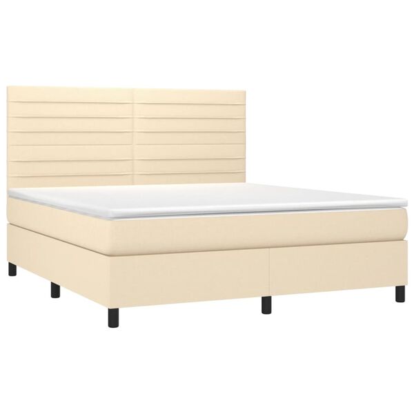 vidaXL Cama box spring con colch&oacute;n tela color crema 160x200 cm