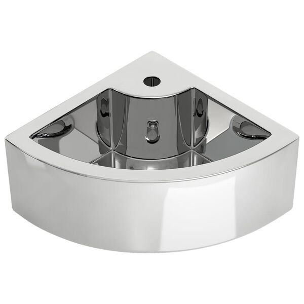 vidaXL Lavabo con rebosadero 45x32x12,5 cm cer&aacute;mica plateado