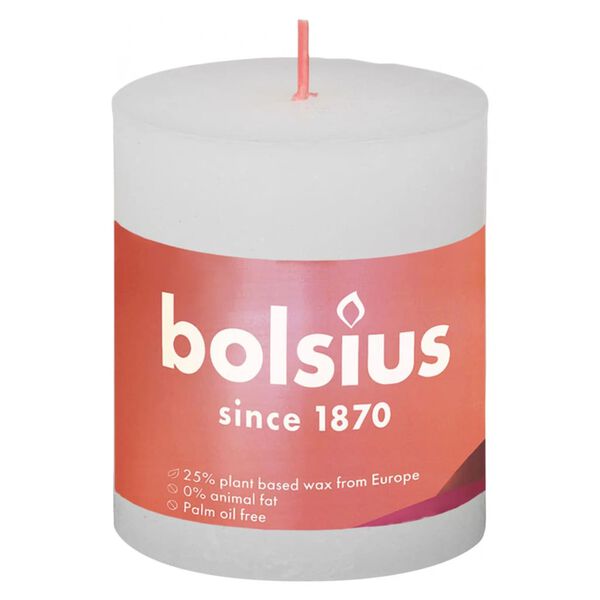 Bolsius Velas rústicas Shine 4 unidades blanco turbio 80x68 mm