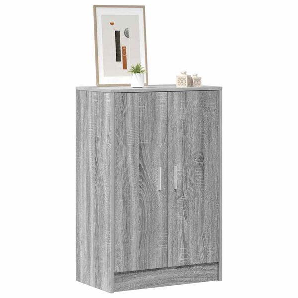 vidaXL Zapatero de madera contrachapada gris Sonoma 60x35x92 cm