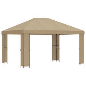 vidaXL Cenador 4 x 3 m Beige Poli&eacute;ster y Acero 190 gsm