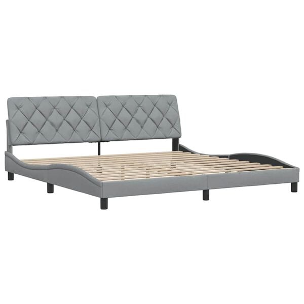 vidaXL Estructura de cama sin colch&oacute;n tela gris claro 200x200 cm