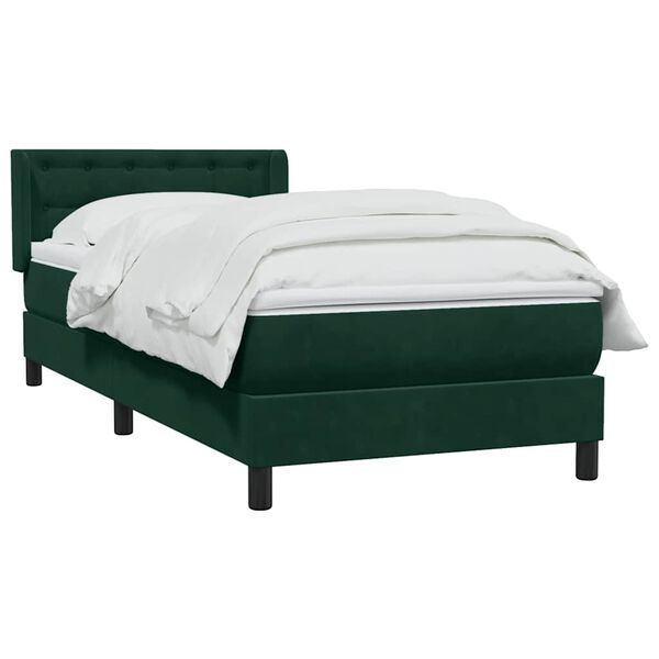vidaXL Cama box spring con colch&oacute;n terciopelo verde oscuro 80x220 cm