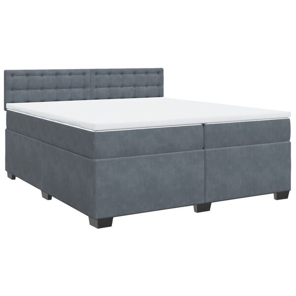 vidaXL Cama box spring con colch&oacute;n terciopelo gris oscuro 200x200 cm