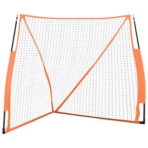vidaXL Red de b&eacute;isbol acero y poli&eacute;ster negro y naranja 183x182x183 cm