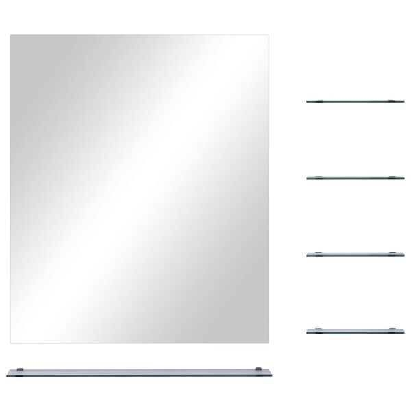 vidaXL Espejo de pared con 5 estantes plateado 50x60 cm
