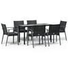 vidaXL Juego comedor jard&iacute;n 7 piezas y cojines rat&aacute;n sint&eacute;tico y acero