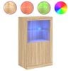 vidaXL Aparador con luces LED madera de ingenier&iacute;a roble Sonoma