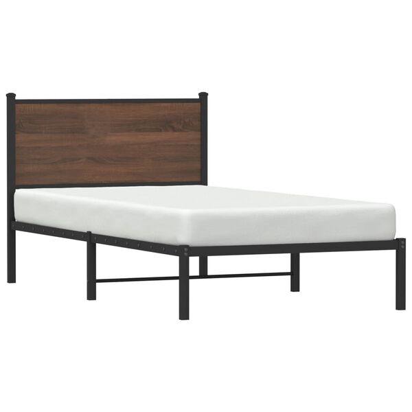 vidaXL Estructura de cama sin colchón metal marrón roble 107x203 cm