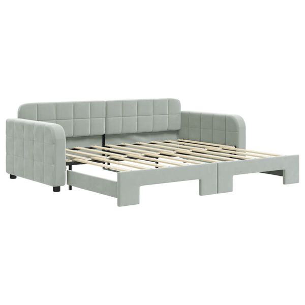 vidaXL Sof&aacute; cama nido terciopelo gris claro 90x190 cm