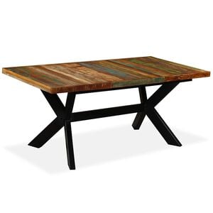 vidaXL Mesa de comedor madera maciza reciclada y acero cruzado 180 cm