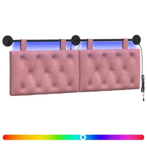 vidaXL Cabecero colgante Con luz LED Rosa Terciopelo
