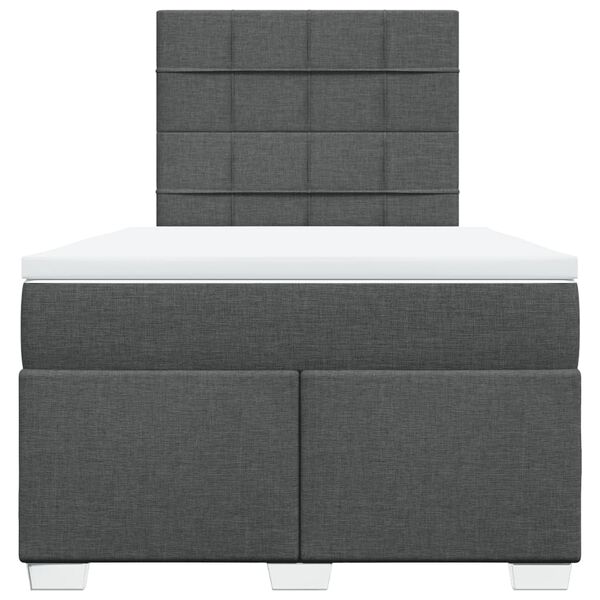 vidaXL Cama box spring con colch&oacute;n tela gris oscuro 120x190 cm
