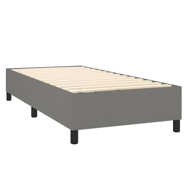 vidaXL Cama box spring con colch&oacute;n tela gris oscuro 80x200 cm