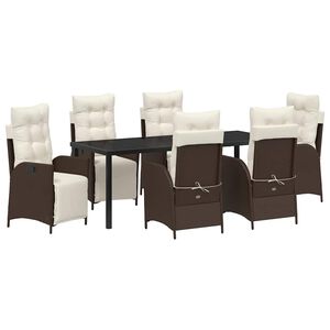 vidaXL Conjunto de Comedor de Jard&iacute;n 7 pcs Marr&oacute;n rat&aacute;n sint&eacute;tico