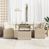 vidaXL Conjunto de sof&aacute; de jard&iacute;n 7 pcs Beige Rattan de Poli&eacute;ster