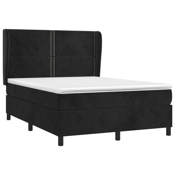 vidaXL Cama box spring con colch&oacute;n terciopelo negro 140x190 cm