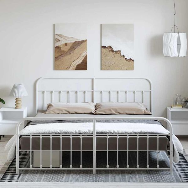 vidaXL Estructura cama sin colchón con estribo metal blanco 183x213 cm