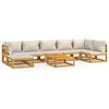 vidaXL Set muebles de jard&iacute;n 8 pzas madera maciza y cojines gris claro
